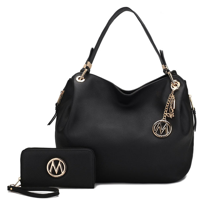 MKFCollection Fabienne Hobo Bag and Wallet Set - Vegan Leather Designer Handbag Image 1