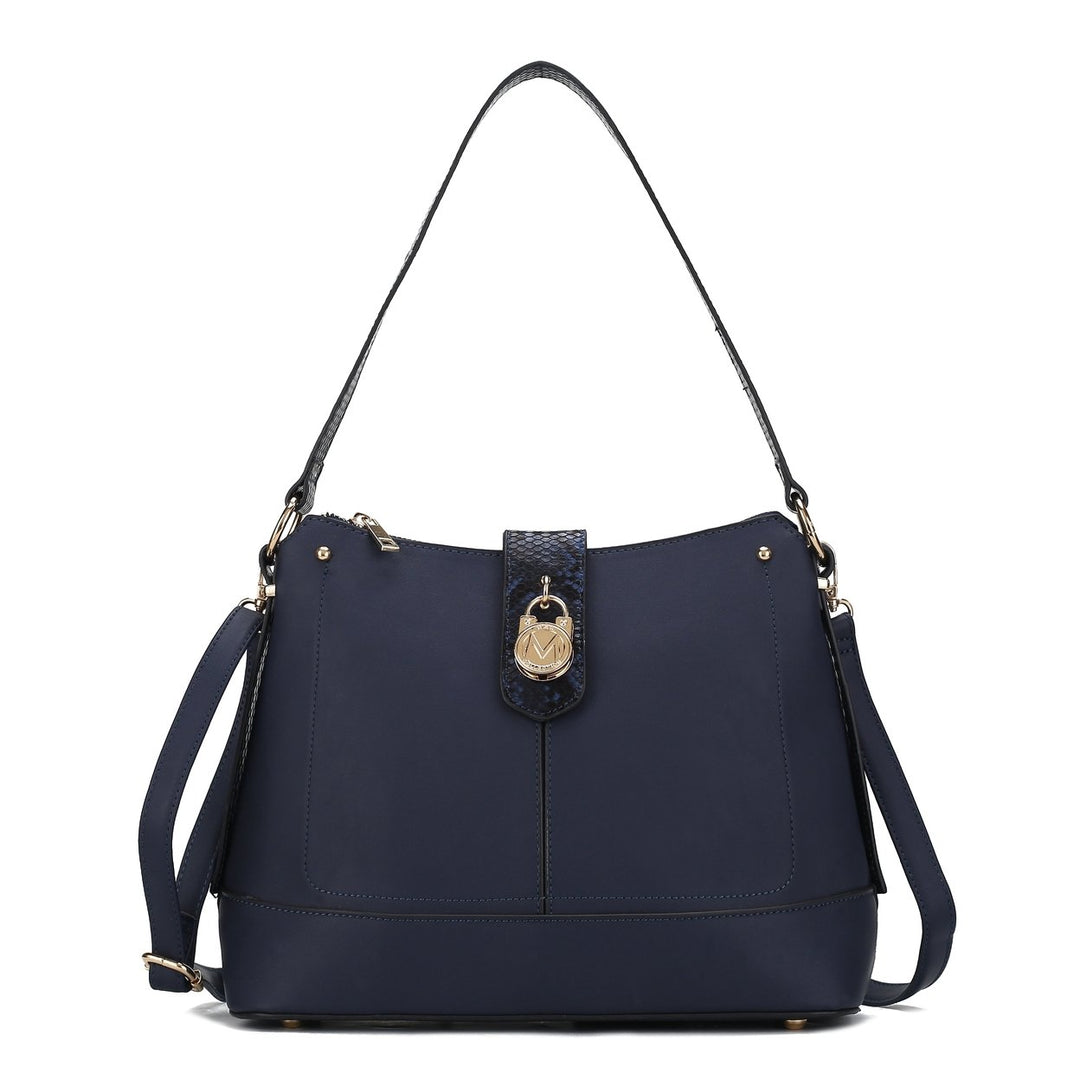 MKFCollection Ezra Shoulder Bag - Vegan Leather Designer Handbag Image 9