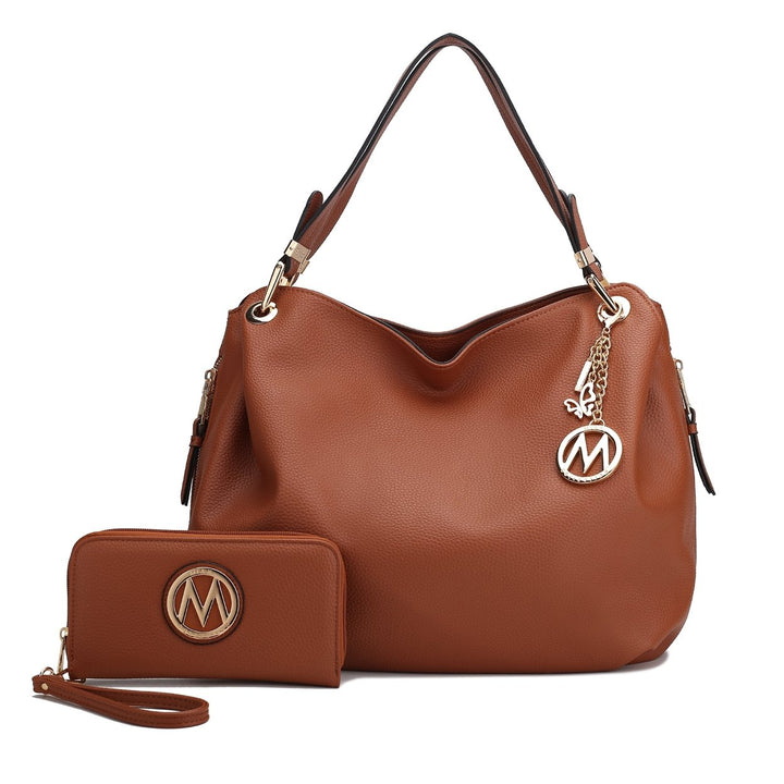 MKFCollection Fabienne Hobo Bag and Wallet Set - Vegan Leather Designer Handbag Image 1