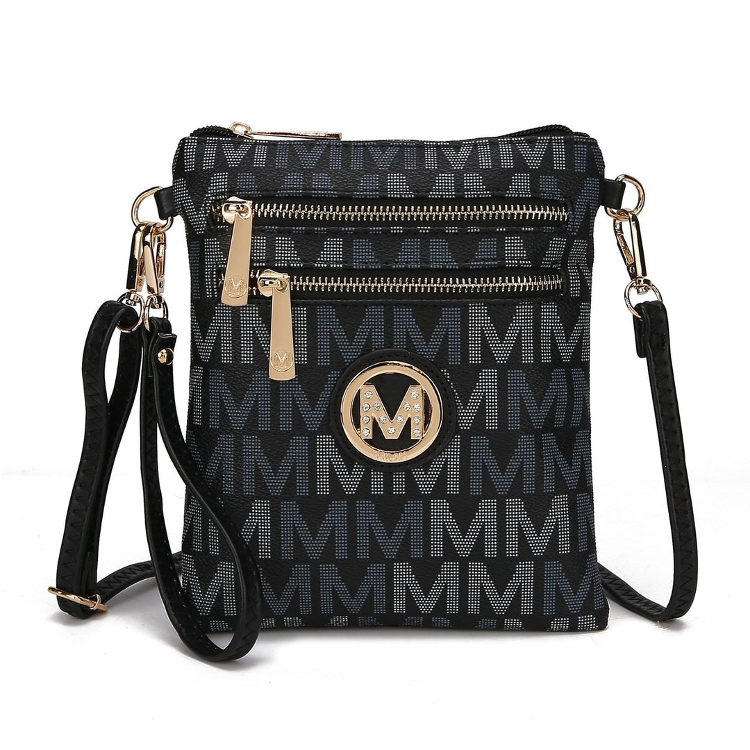 MKFCollection Gaia Milan Signature Crossbody Bag - Vegan Leather Designer Handba Image 3