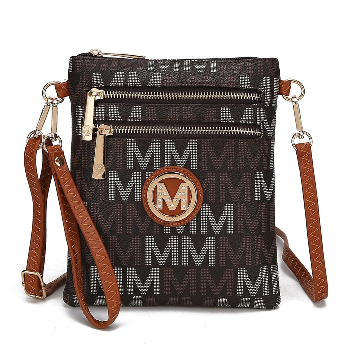 MKFCollection Gaia Milan Signature Crossbody Bag - Vegan Leather Designer Handba Image 4