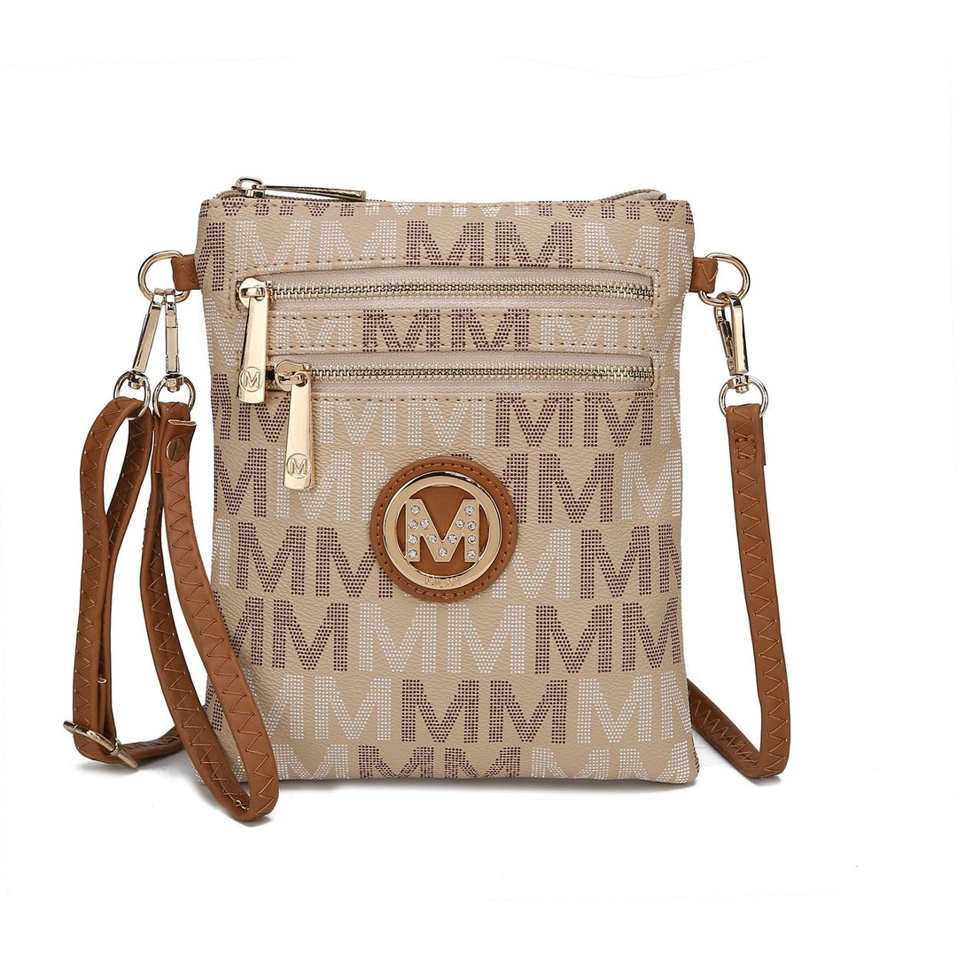 MKFCollection Gaia Milan Signature Crossbody Bag - Vegan Leather Designer Handba Image 6