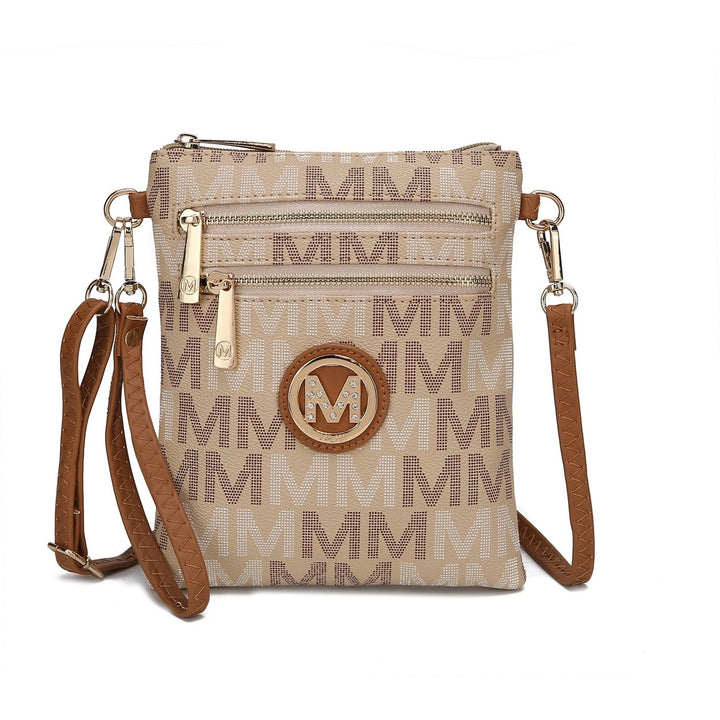 MKFCollection Gaia Milan Signature Crossbody Bag - Vegan Leather Designer Handba Image 1