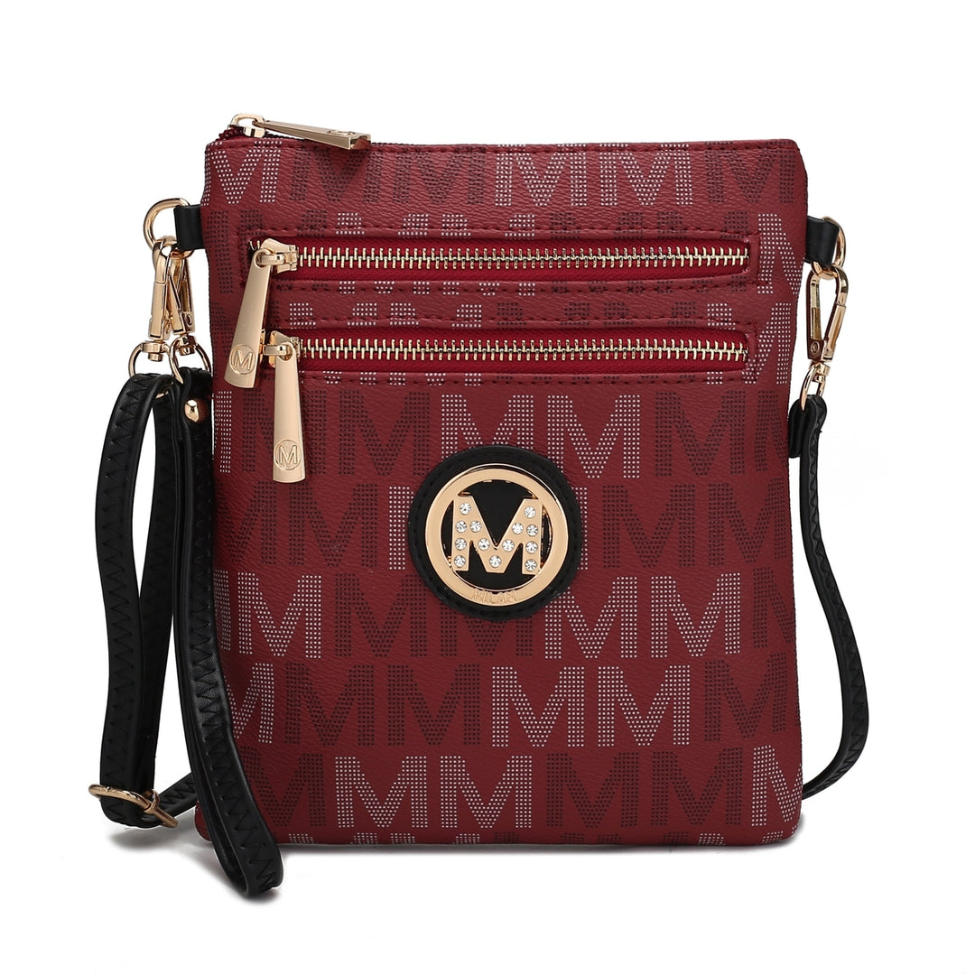 MKFCollection Gaia Milan Signature Crossbody Bag - Vegan Leather Designer Handba Image 8