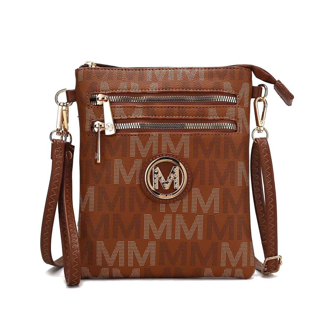 MKFCollection Gaia Milan Signature Crossbody Bag - Vegan Leather Designer Handba Image 9