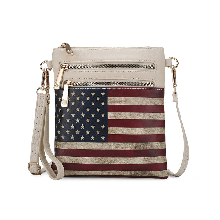 MKFCollection Genesis Printed Flag Crossbody Bag Vegan Leather Designer Handbag Image 2