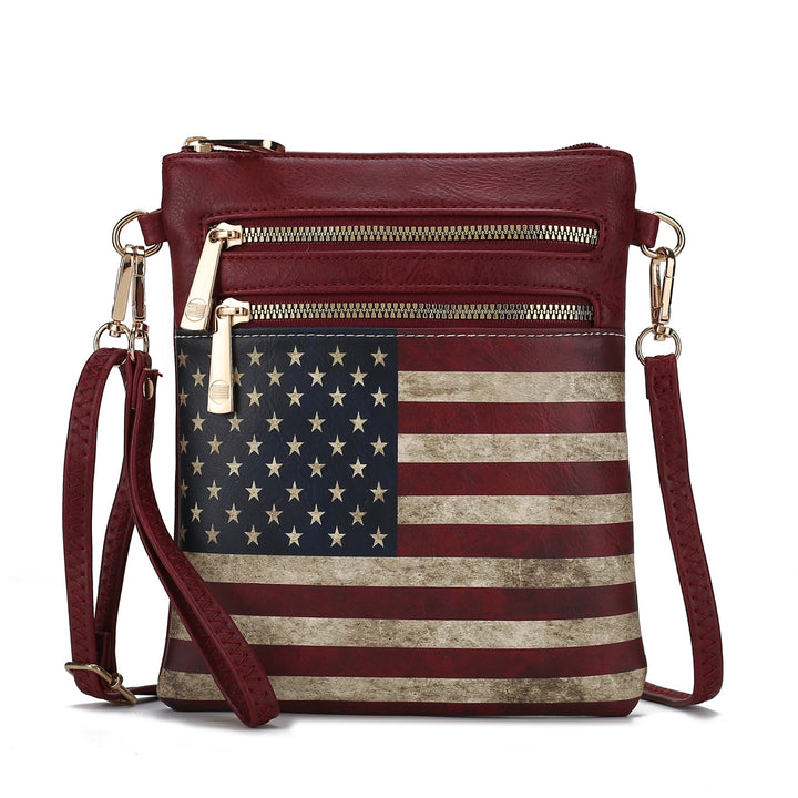 MKFCollection Genesis Printed Flag Crossbody Bag Vegan Leather Designer Handbag Image 4