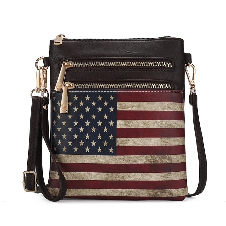 MKFCollection Genesis Printed Flag Crossbody Bag Vegan Leather Designer Handbag Image 4