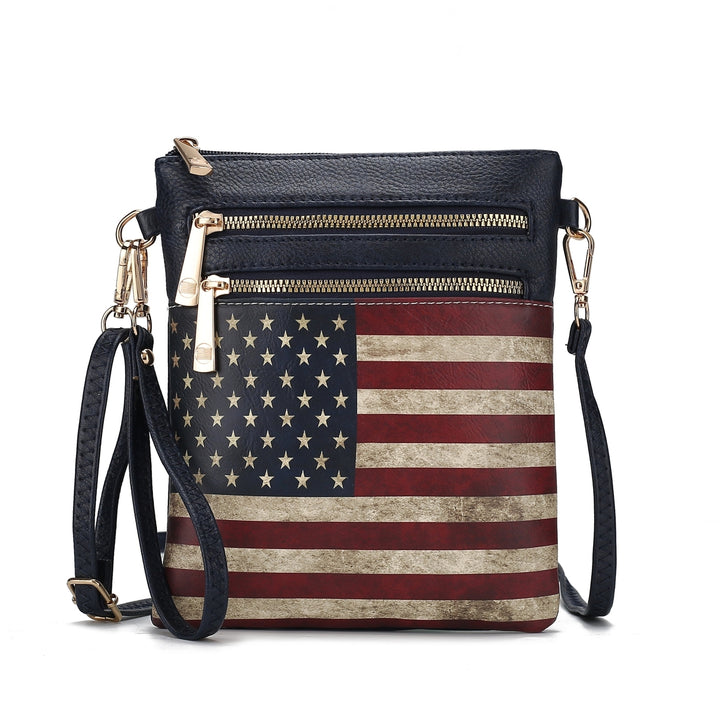 MKFCollection Genesis Printed Flag Crossbody Bag Vegan Leather Designer Handbag Image 7