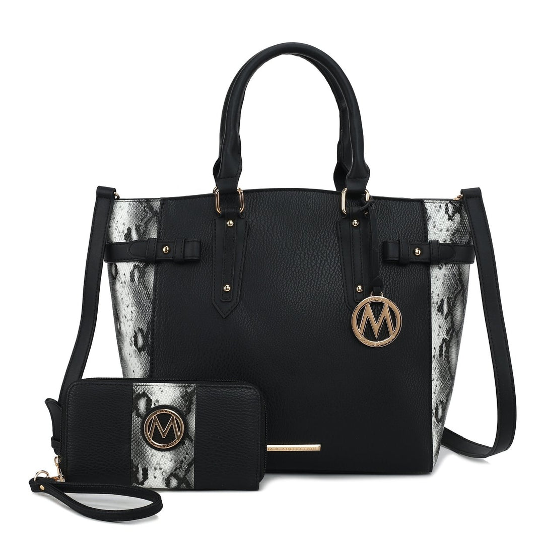 MKFCollection Joelle Tote Bag with Wallet - Vegan Leather Designer Handbag Image 3