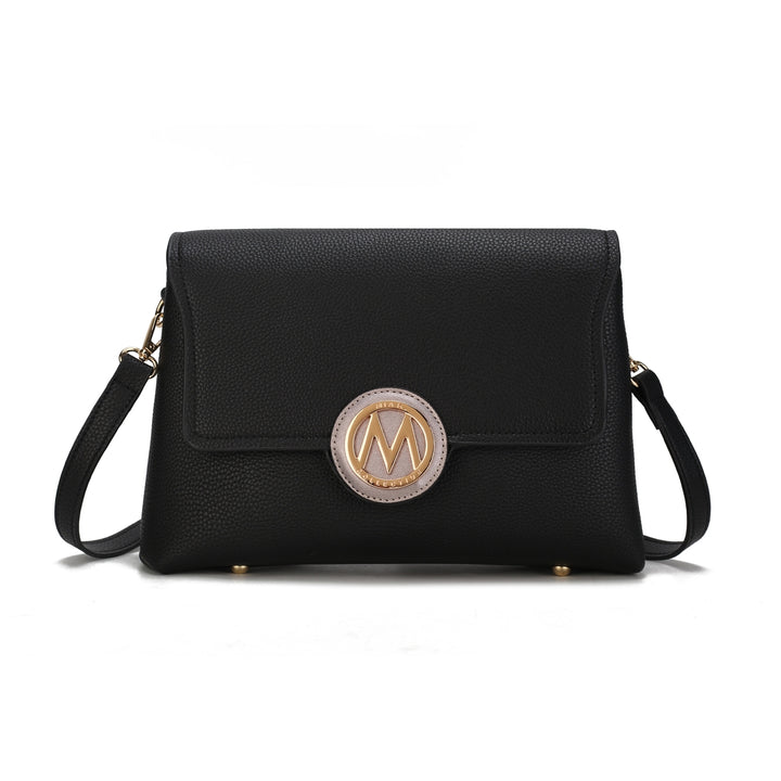 MKFCollection Johanna Multi Compartment Crossbody Bag - Vegan Leather Designer Image 3