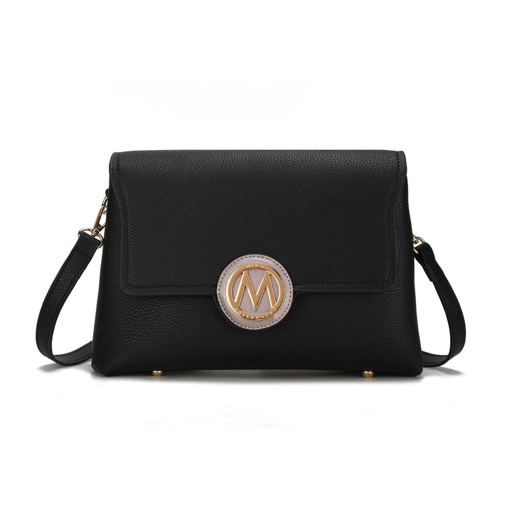 MKFCollection Johanna Multi Compartment Crossbody Bag - Vegan Leather Designer Image 1