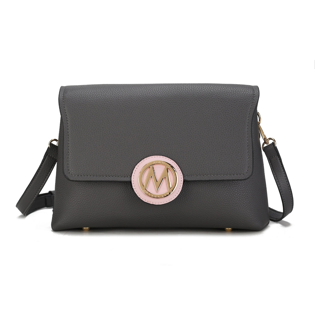 MKFCollection Johanna Multi Compartment Crossbody Bag - Vegan Leather Designer Image 4