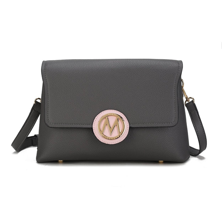 MKFCollection Johanna Multi Compartment Crossbody Bag - Vegan Leather Designer Image 1