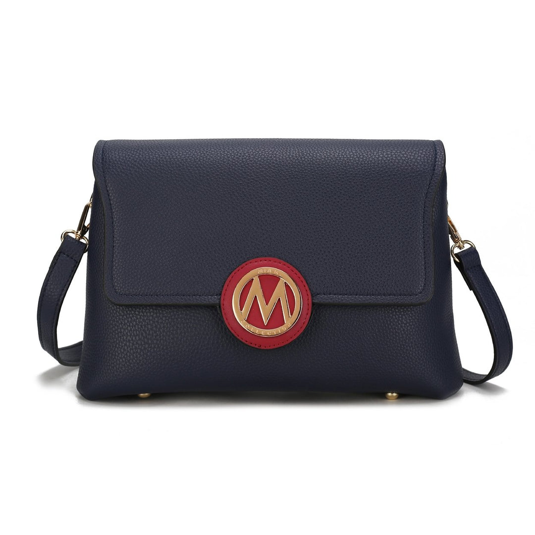 MKFCollection Johanna Multi Compartment Crossbody Bag - Vegan Leather Designer Image 1