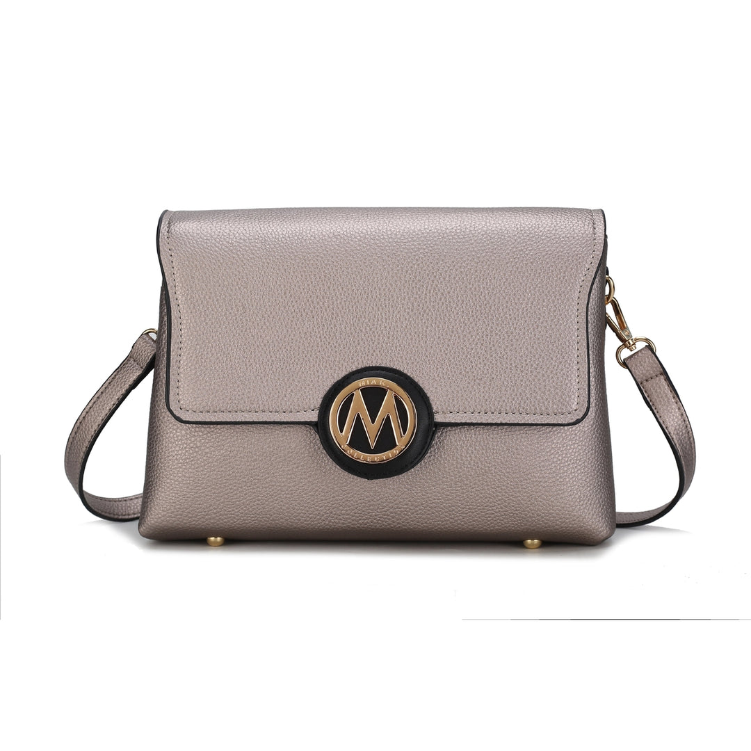 MKFCollection Johanna Multi Compartment Crossbody Bag - Vegan Leather Designer Image 9