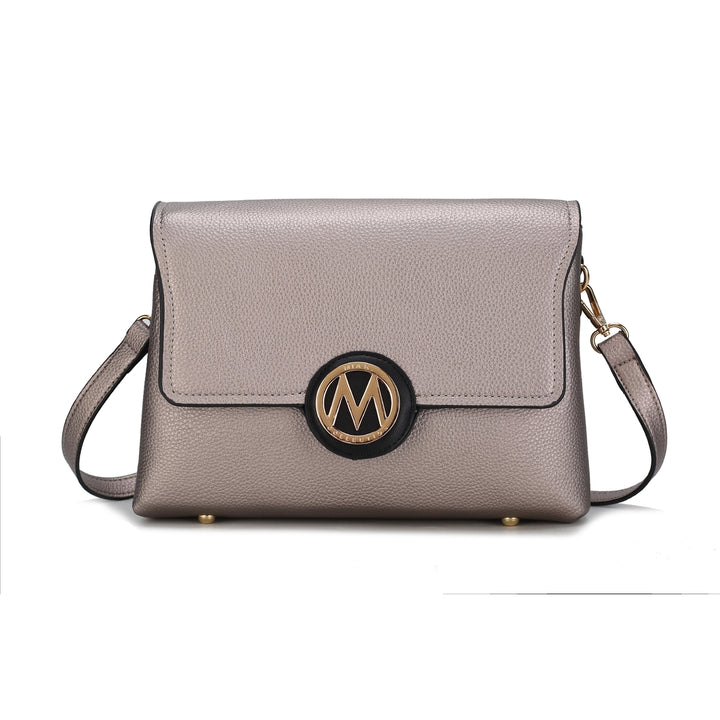 MKFCollection Johanna Multi Compartment Crossbody Bag - Vegan Leather Designer Image 9