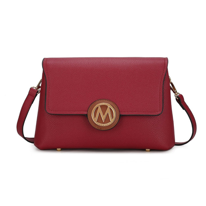 MKFCollection Johanna Multi Compartment Crossbody Bag - Vegan Leather Designer Image 10