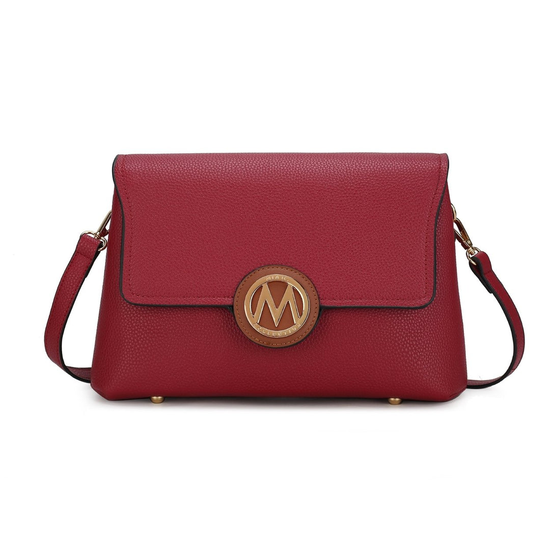 MKFCollection Johanna Multi Compartment Crossbody Bag - Vegan Leather Designer Image 1