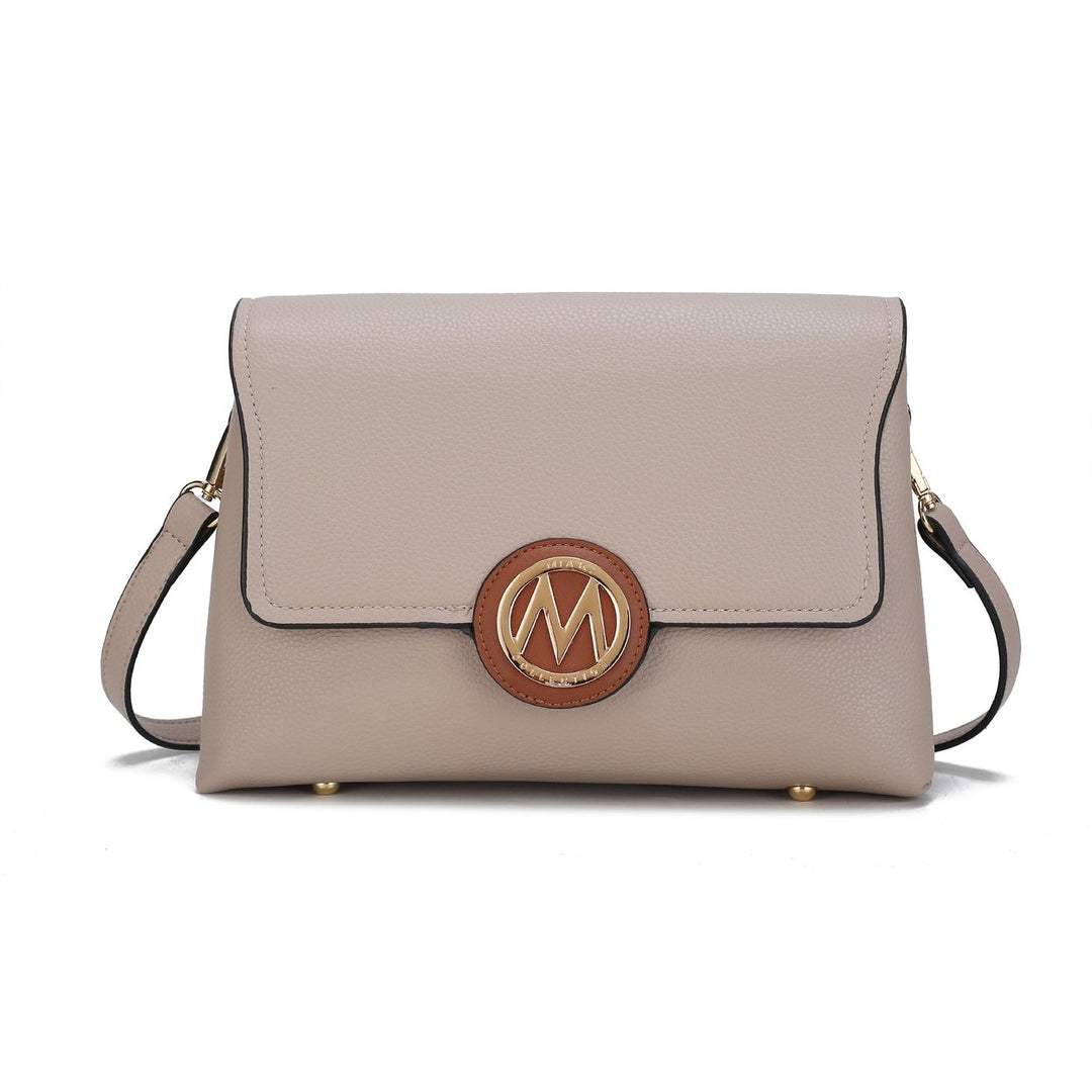 MKFCollection Johanna Multi Compartment Crossbody Bag - Vegan Leather Designer Image 11