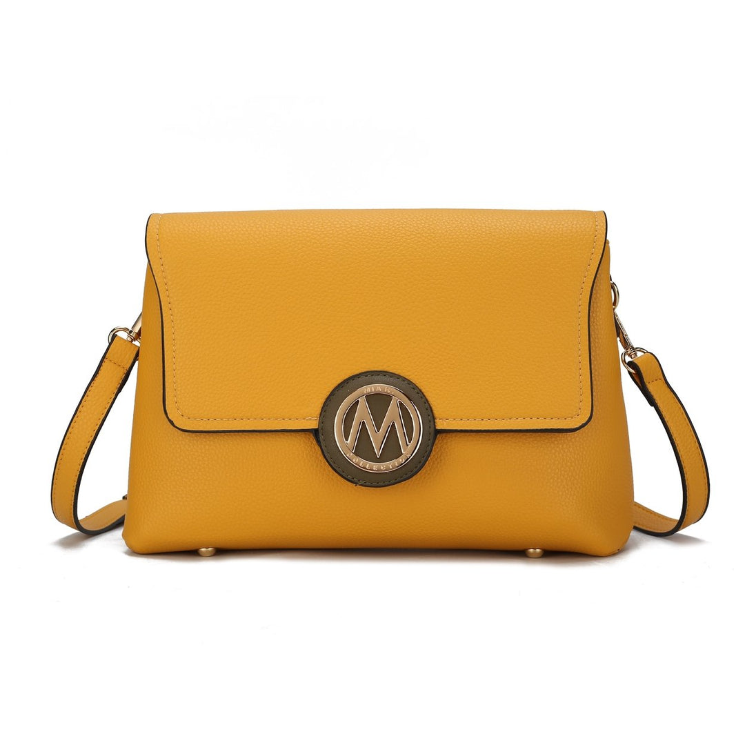 MKFCollection Johanna Multi Compartment Crossbody Bag - Vegan Leather Designer Image 12