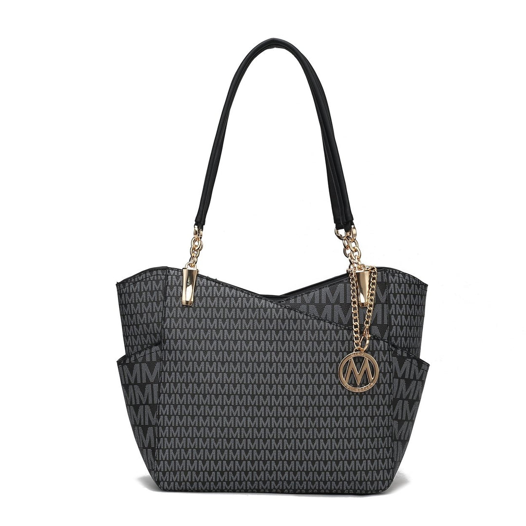 MKFCollection Jules Signature Tote Bag - Vegan Leather Designer Handbag Image 3