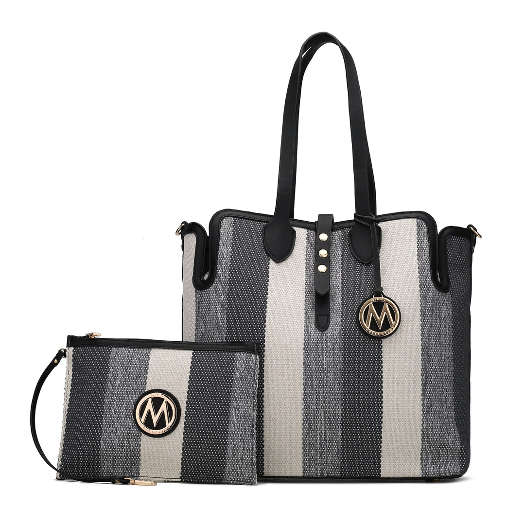 MKFCollection Juliana Tote Bag and Wristlet Set - Vegan Leather Designer Handbag Image 3