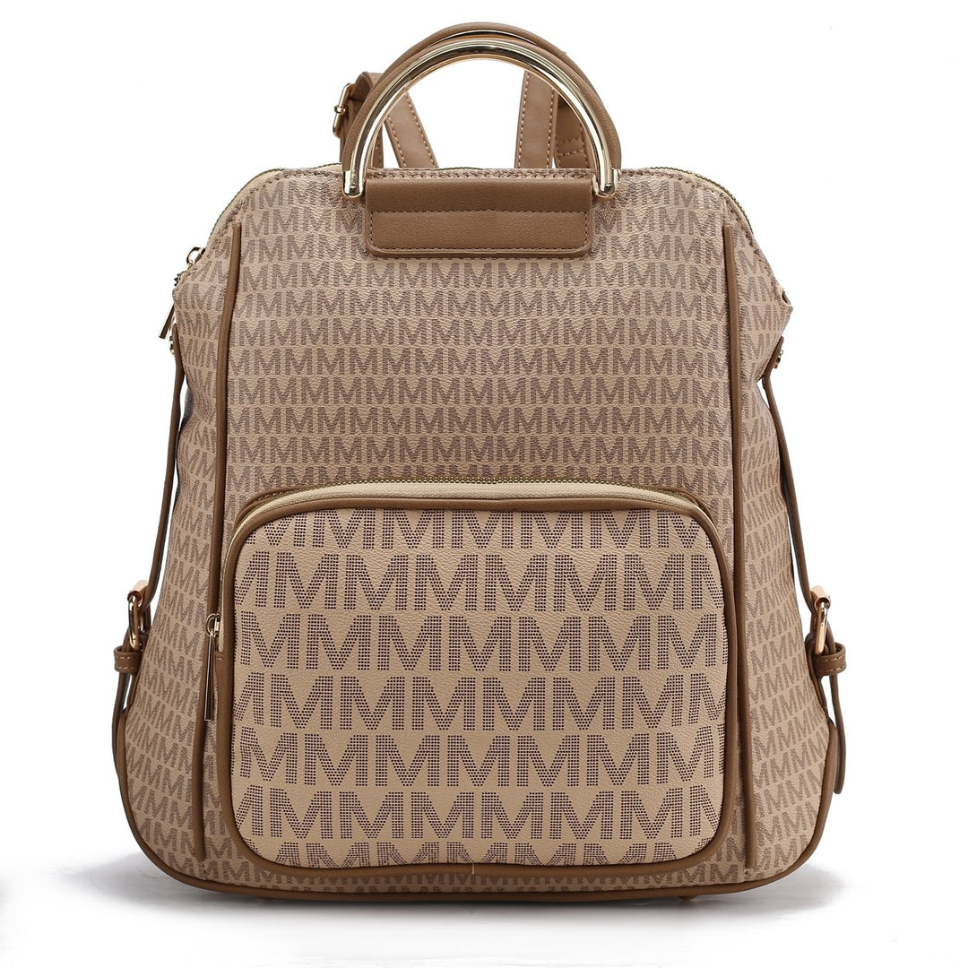 MKFCollection June Signature Backpack - Vegan Leather Designer Handbag Image 1