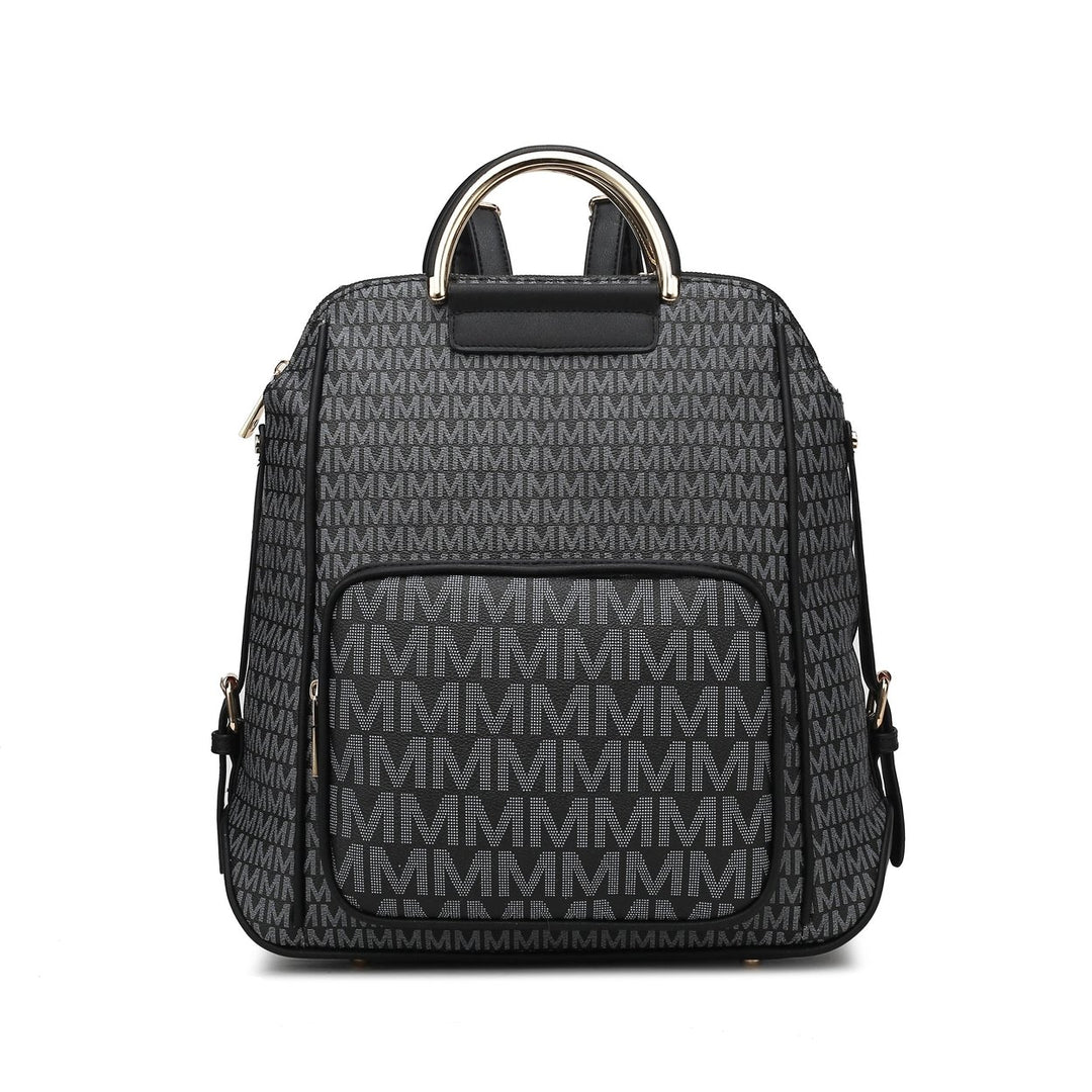 MKFCollection June Signature Backpack - Vegan Leather Designer Handbag Image 3