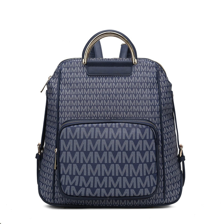 MKFCollection June Signature Backpack - Vegan Leather Designer Handbag Image 1