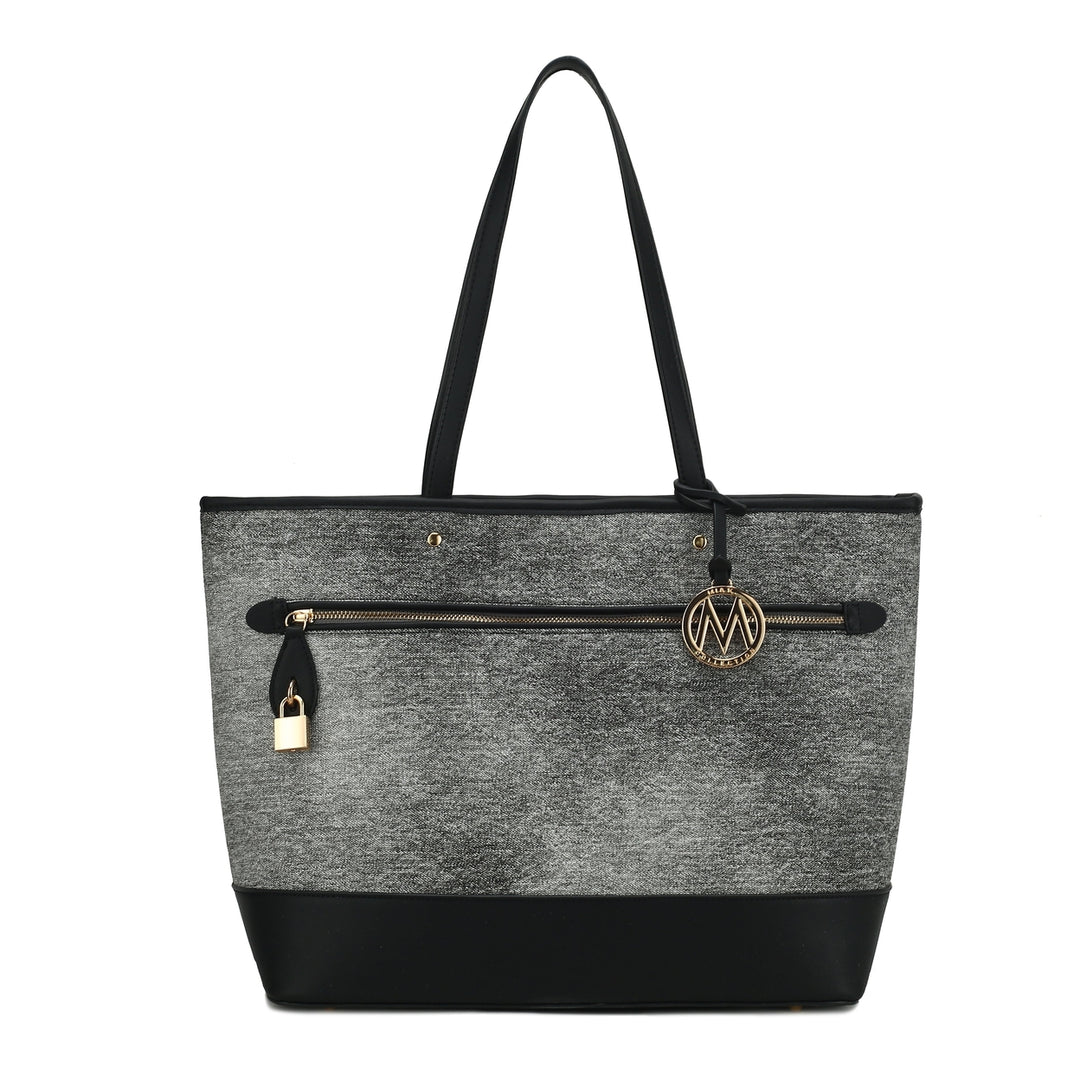 MKFCollection Juno Tote Bag - Vegan Leather Designer Handbag Image 7