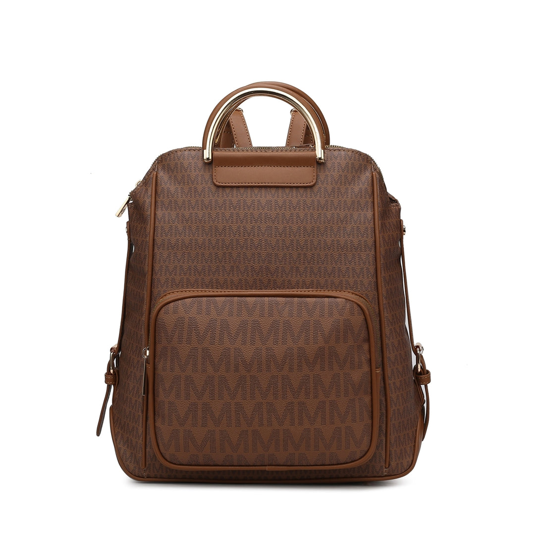 MKFCollection June Signature Backpack - Vegan Leather Designer Handbag Image 9