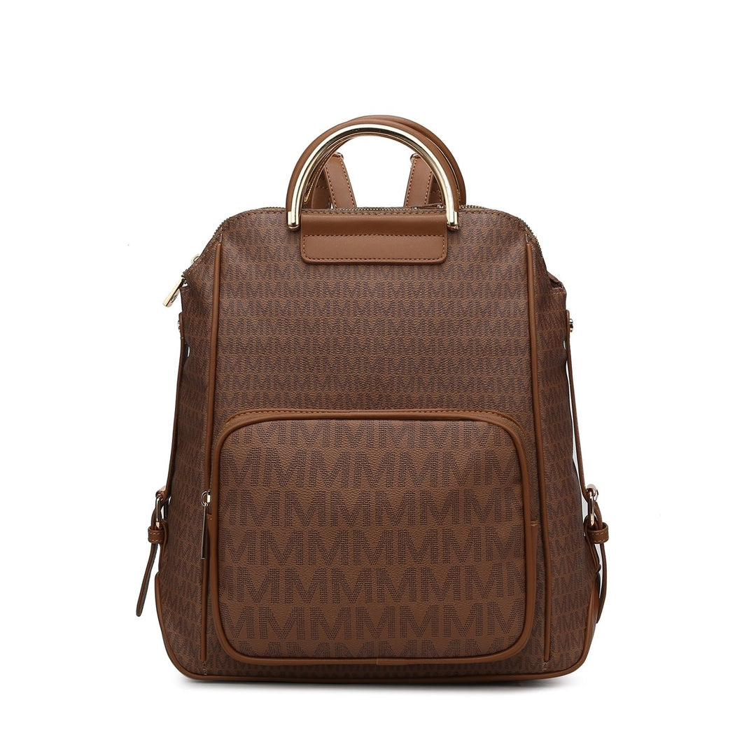 MKFCollection June Signature Backpack - Vegan Leather Designer Handbag Image 1