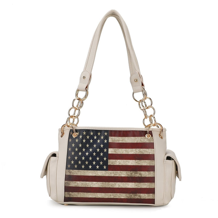 MKFCollection Alaina Printed Flag Shoulder Bag - Vegan Leather Designer Handbag Image 2