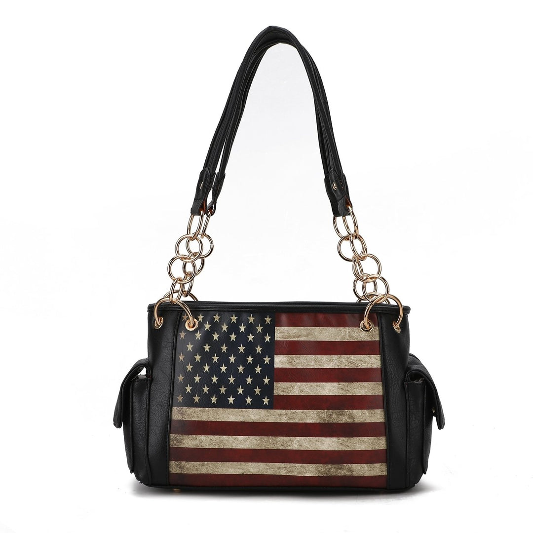 MKFCollection Alaina Printed Flag Shoulder Bag - Vegan Leather Designer Handbag Image 3