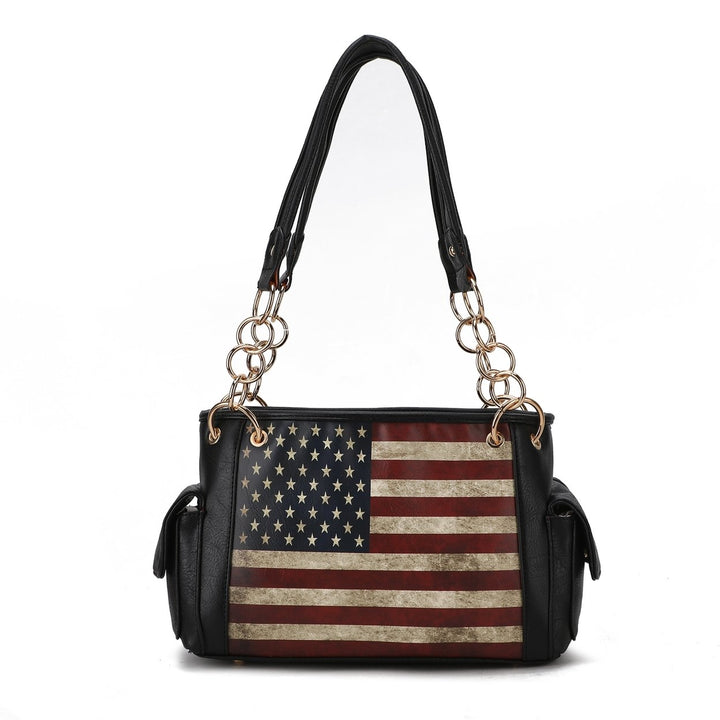 MKFCollection Alaina Printed Flag Shoulder Bag - Vegan Leather Designer Handbag Image 3