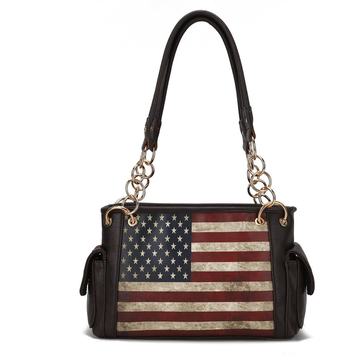 MKFCollection Alaina Printed Flag Shoulder Bag - Vegan Leather Designer Handbag Image 4