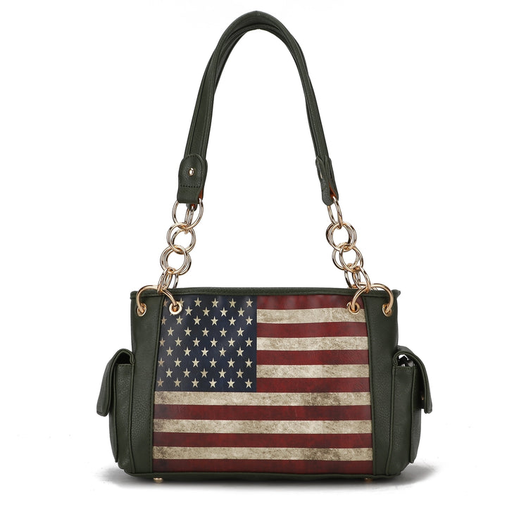 MKFCollection Alaina Printed Flag Shoulder Bag - Vegan Leather Designer Handbag Image 6