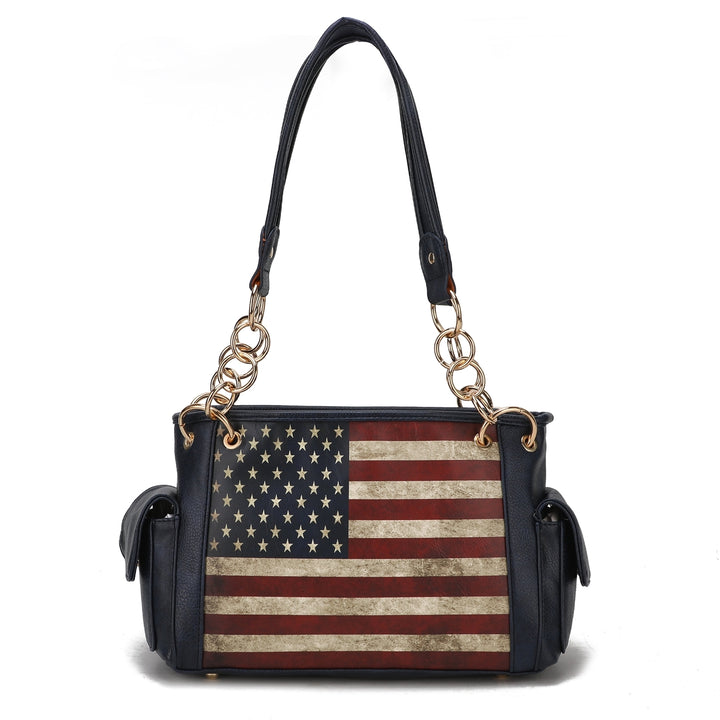 MKFCollection Alaina Printed Flag Shoulder Bag - Vegan Leather Designer Handbag Image 7