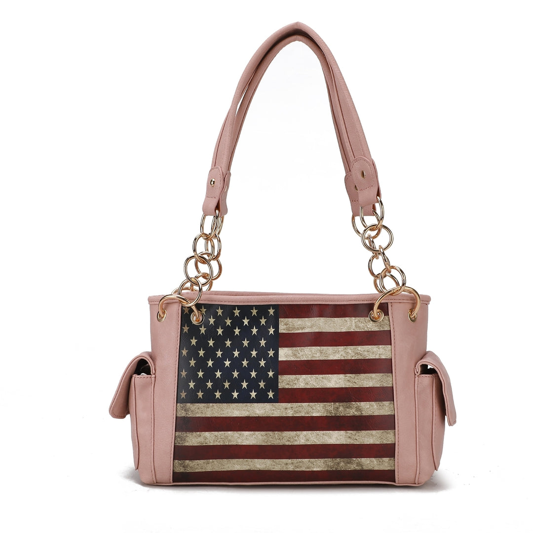 MKFCollection Alaina Printed Flag Shoulder Bag - Vegan Leather Designer Handbag Image 8