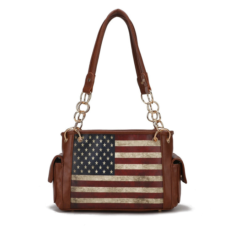 MKFCollection Alaina Printed Flag Shoulder Bag - Vegan Leather Designer Handbag Image 9