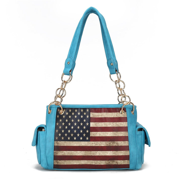 MKFCollection Alaina Printed Flag Shoulder Bag - Vegan Leather Designer Handbag Image 11