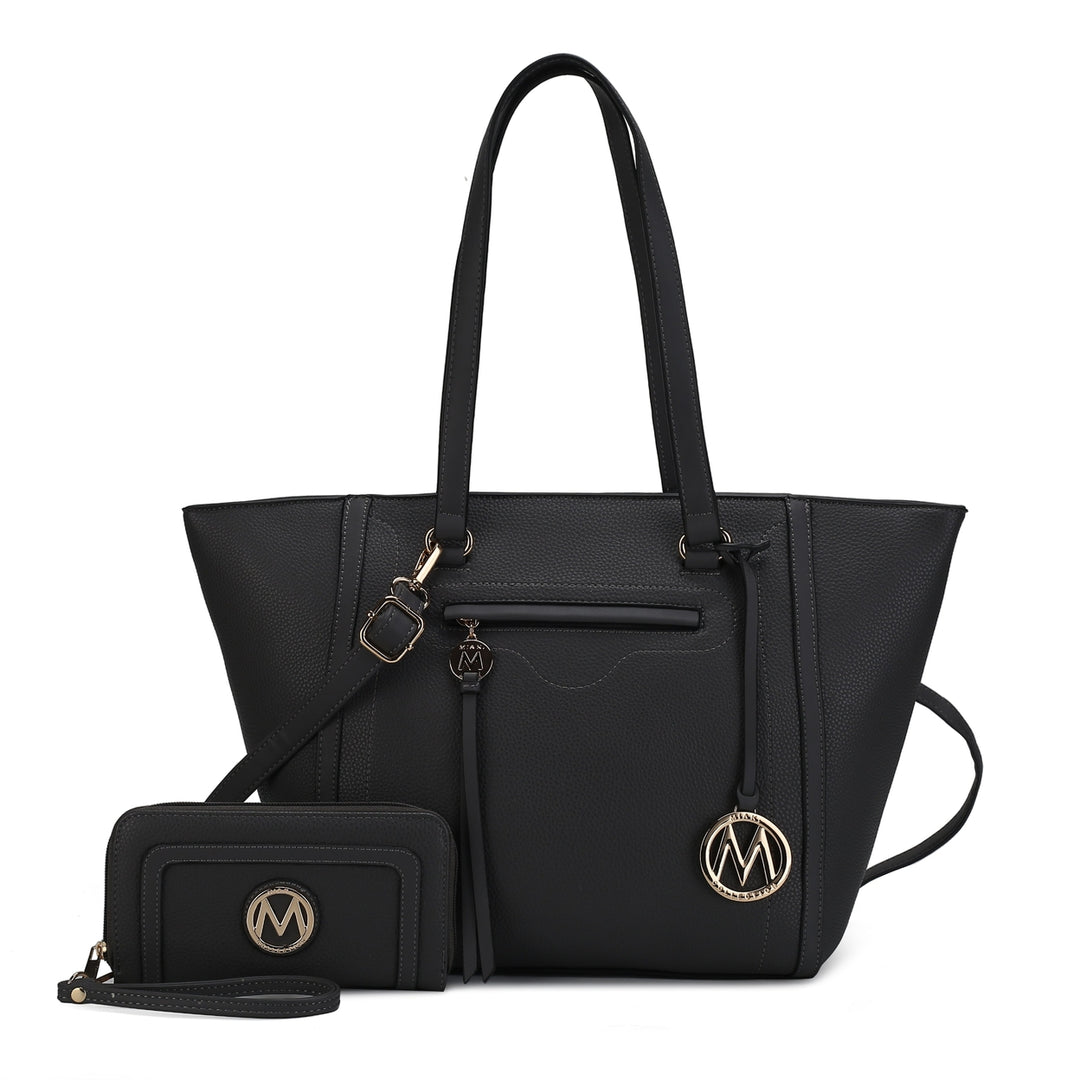 MKFCollection Alexandra Tote Bag and Wallet Set - Vegan Leather Designer Handbag Image 4