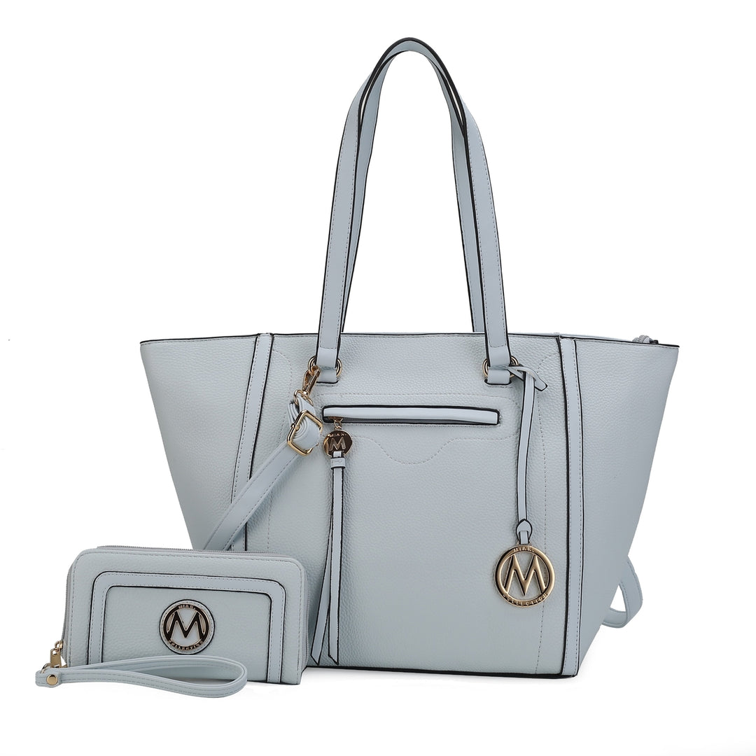 MKFCollection Alexandra Tote Bag and Wallet Set - Vegan Leather Designer Handbag Image 4