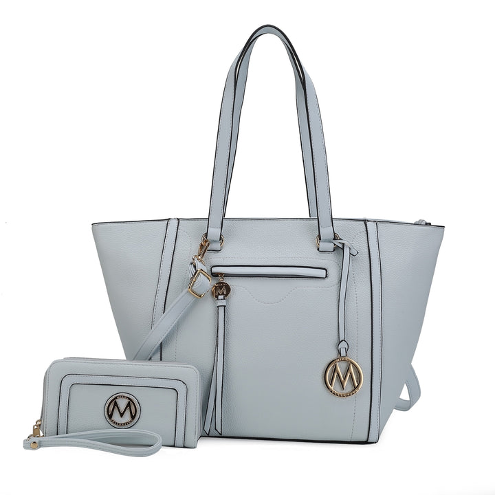 MKFCollection Alexandra Tote Bag and Wallet Set - Vegan Leather Designer Handbag Image 4