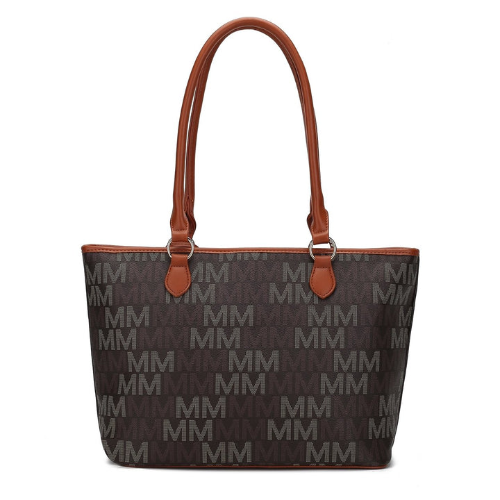 MKFCollection Alexy Signature Tote Bag and Set - Vegan Leather Designer Handbag Image 3