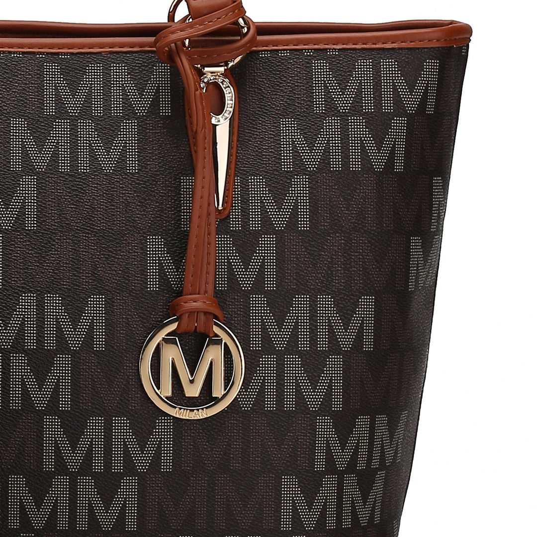 MKFCollection Alexy Signature Tote Bag and Set - Vegan Leather Designer Handbag Image 4