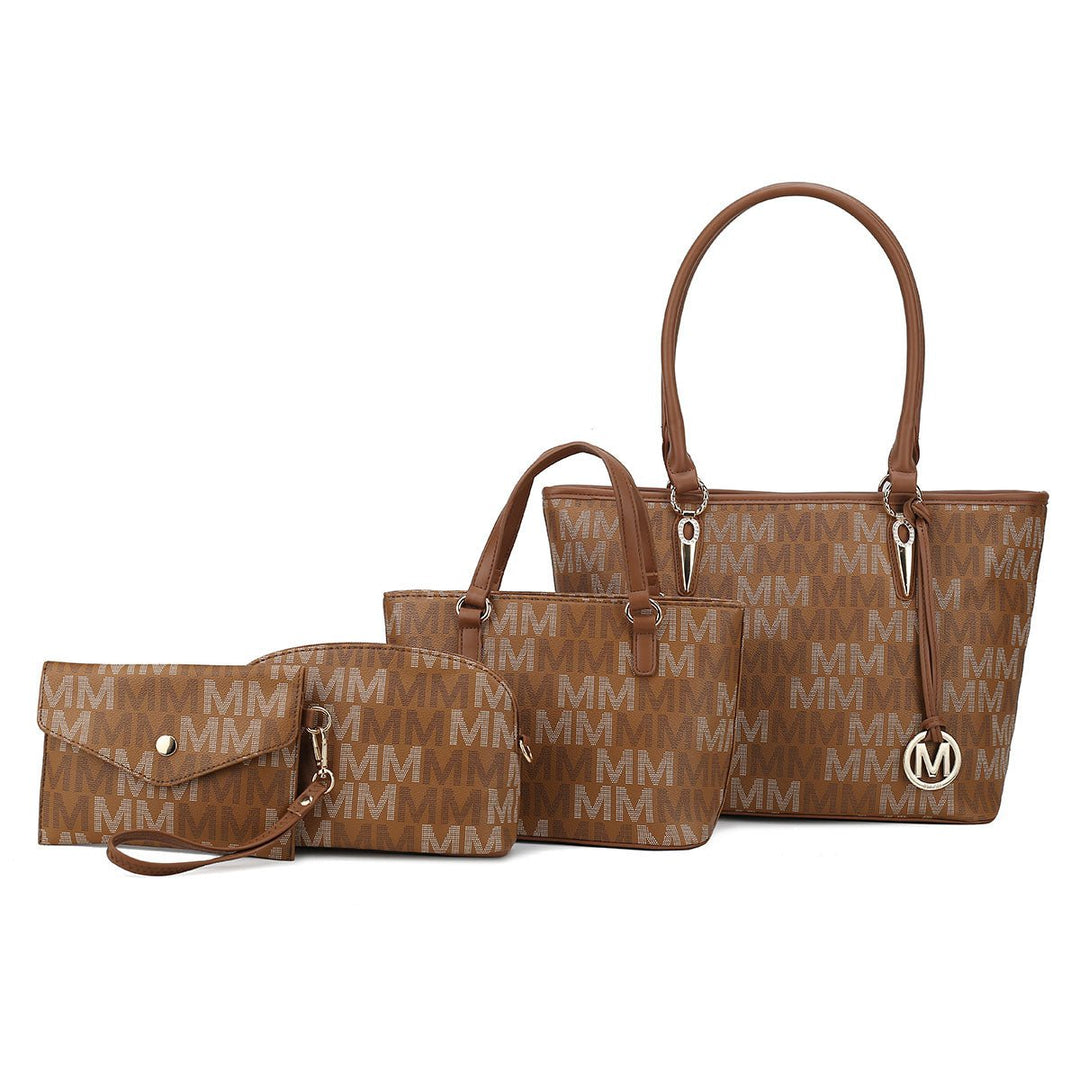 MKFCollection Alexy Signature Tote Bag and Set - Vegan Leather Designer Handbag Image 7