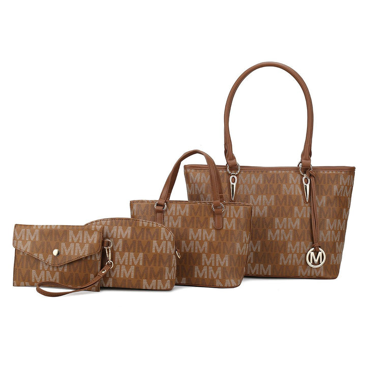 MKFCollection Alexy Signature Tote Bag and Set - Vegan Leather Designer Handbag Image 7