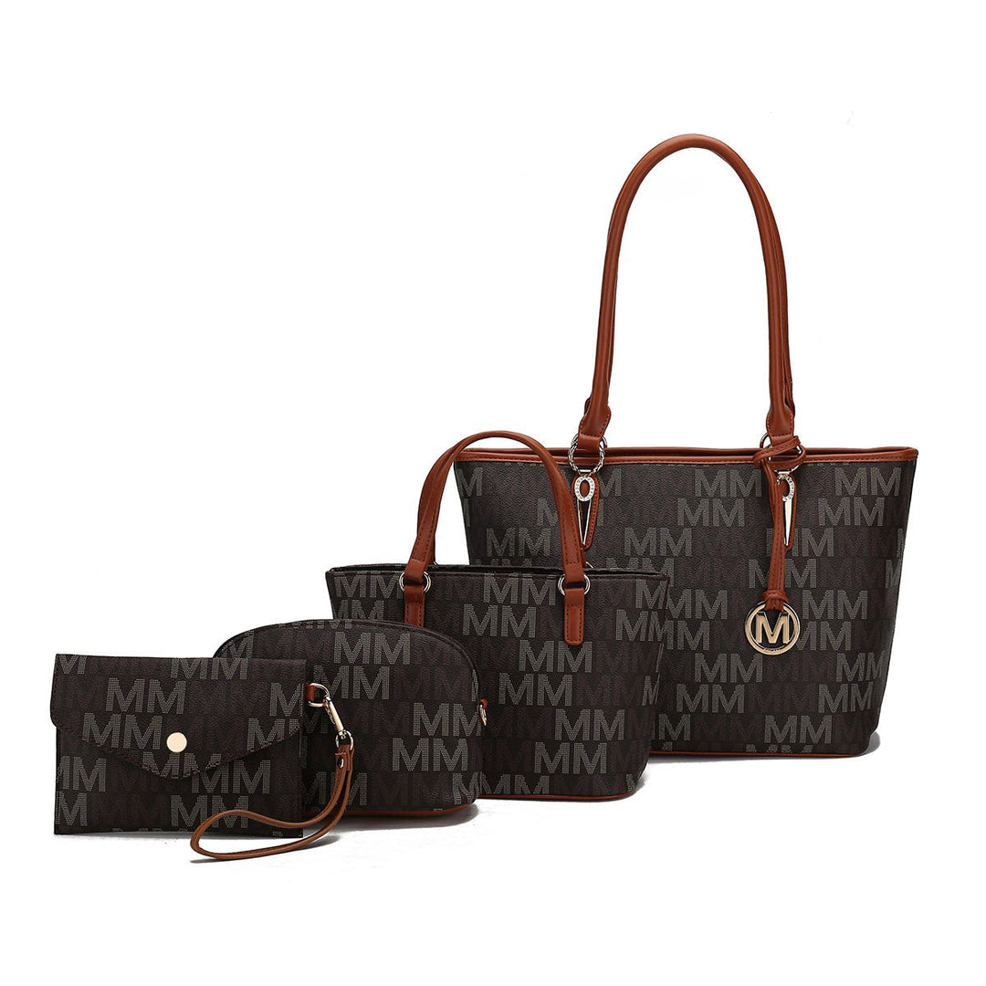 MKFCollection Alexy Signature Tote Bag and Set - Vegan Leather Designer Handbag Image 8